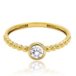 MINET Luxusní zlatý prsten s bílým zirkonem Au 585/1000 vel. 59 - 1,35g