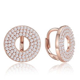 MINET Luxusní rose gold kruhové stříbrné 925/1000 náušnice s bílými zirkony JMAS0314RE00