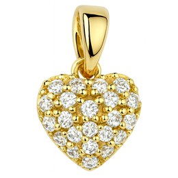 Zlatý 585/1000 přívěs Srdce se zirkony TU-4005