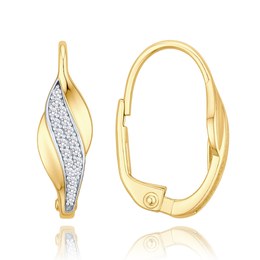 MINET Elegantní zlaté náušnice s bílými zirkony Au 585/1000 2,05g