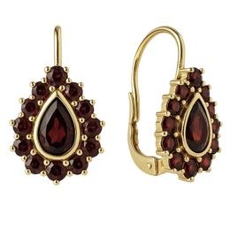 Stříbrné zlacené náušnice s Granáty