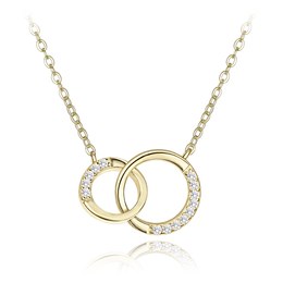 MINET Luxusní pozlacený stříbrný náhrdelník s bílými zirkony