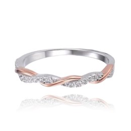 MINET Elegantní Rose gold stříbrný prsten s bílými zirkony