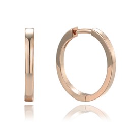 MINET Rose gold stříbrné náušnice hranaté kruhy 2 cm