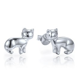 MINET Stříbrné náušnice kočky