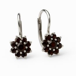 Stříbrné náušnice Kytičky s Granáty