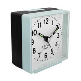 LAVVU LAS3017 - Stříbřitě-modrý budík SWEEP s plynulým chodem - 3 ROKY ZÁRUKA!