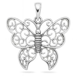 Zlatý 585/1000 přívěsek z bílého zlata motýl 30223