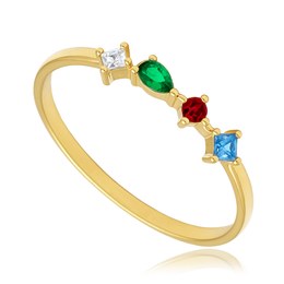 MINET Elegantní zlatý prsten s červenými a zelenými zirkony Au 585/1000 vel. 54 - 1,10g