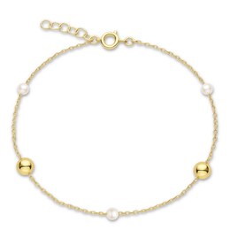 MINET Zlatý náramek s kuličkami a perlami Au 585/1000 1,80g