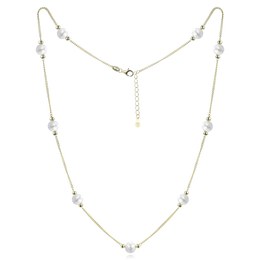 MINET Stříbrný náhrdelník písmeno "L" s perličkami