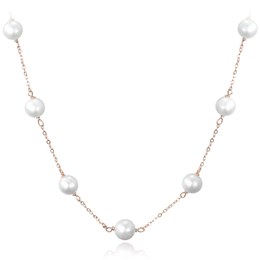MINET Rose gold stříbrný náhrdelník s přírodními perlami Ag 925/1000 12,15g