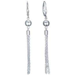 MINET Řetízkové stříbrné visací náušnice s kuličkami