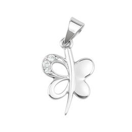 Zlatý 585/1000 přívěsek z bílého zlata se zirkony motýl 30076