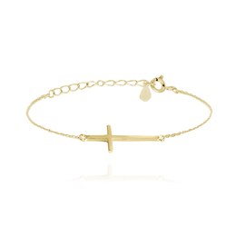 MINET Pozlacený stříbrný náramek KŘÍŽ ležatý