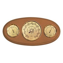 Barometr s teplměrem a vlhkoměrem na dřevěné podložce 9160-31