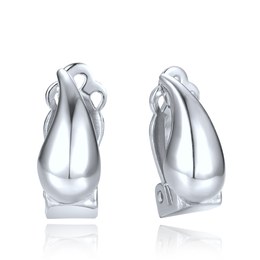 MINET Moderní stříbrné náušnice kapky na klipsy pro uši bez dírek
