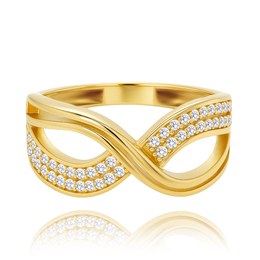 MINET Luxusní zlatý prsten s bílými zirkony Au 585/1000 vel. 63 - 3,00g