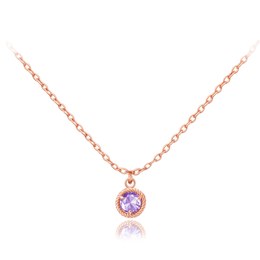 MINET Decentní zlatý rose gold náhrdelník s fialovým zirkonem Au 585/1000 1,60g