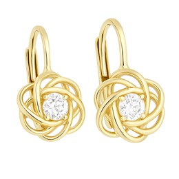 Zlaté 585/1000 náušnice se zirkonem klapkové 6055n