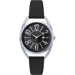 MINET Černo-stříbrné dámské hodinky s čísly ICON BLACK MWL5246