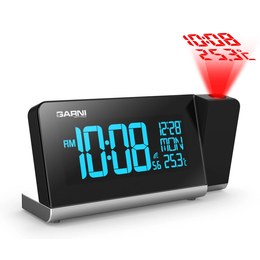 Budík s projekcí času a vnitřní teploty GARNI 165 Arcus