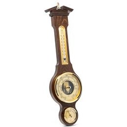 Barometr s teplměrem a vlhkoměrem na dřevěné podložce 6699-12