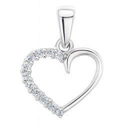 Zlatý 585/1000 přívěs z bílého zlata Srdce se zirkony TU-4069