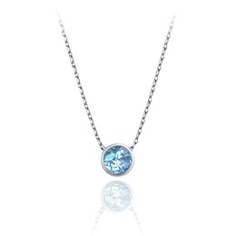 MINET Elegantní zlatý náhrdelník se světle modrým zirkonem Au 585/1000 1,75g