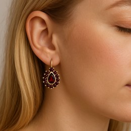 Stříbrné náušnice Kroužek s Granáty