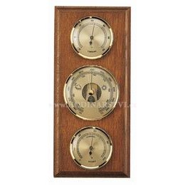 Barometr s teploměrem a vlhkoměrem na dřevěné podložce B203228
