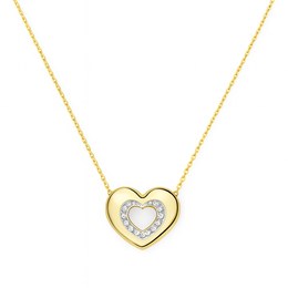 Zlatý náhrdelník srdce se zirkony