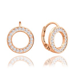 MINET Rose gold stříbrné náušnice KROUŽKY s bílými zirkony