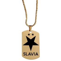 Velký ocelový přívěsek s logem klubu Slavia včetně řetízku