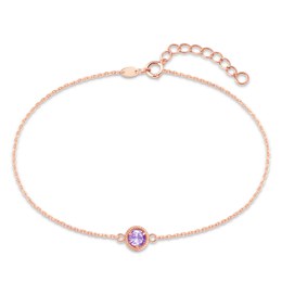 MINET Decentní zlatý rose gold náramek s fialovým zirkonem Au 585/1000 0,75g