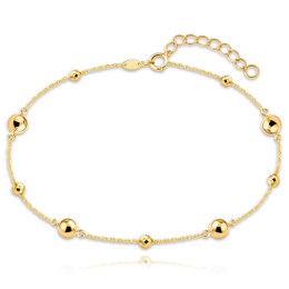 MINET Zlatý řetízek na kotník s kuličkami Au 585/1000 1,55g