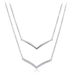 MINET Elegantní dvojitý stříbrný 925/1000 náhrdelník s bílým zirkonem JMAS0362SN43