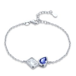 MINET Elegantní stříbrný 925/1000 náramek s bílým a modrým zirkonem JMAS0357BB16