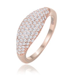 MINET 925/1000 Stříbrný Rosegold prsten kapka s bílými zirkony JMAN0565YR