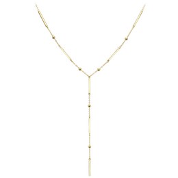 MINET Pozlacený stříbrný náhrdelník s tyčkami, kuličkami a visícím řetízkem
