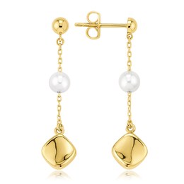 MINET Zlaté náušnice s řetízkem a perlou Au 585/1000 1,50g