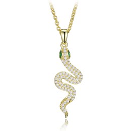 MINET Pozlacený stříbrný náhrdelník had se zirkony