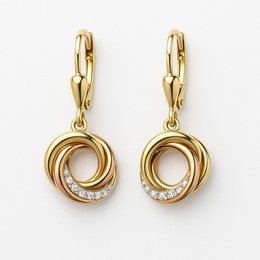 Zlaté visací náušnice se zirkony klapkové