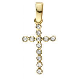 Zlatý 585/1000 přívěs Křížek se zirkony TU-4036