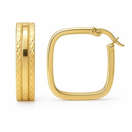 Zlaté 585/1000 náušnice "hranaté" kruhy