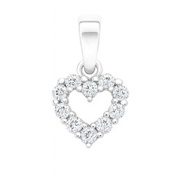Zlatý 585/1000 přívěs z bílého zlata Srdce se zirkony TU-4066