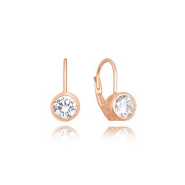 MINET Decentní Rose gold stříbrné náušnice s bílými zirkony