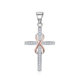 MOISS stříbrný přívěsek KŘÍŽ BICOLOR ROSE