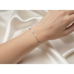 Zlatý 585/1000 náramek z bílého zlata singapur 1703