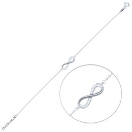 MINET Elegantní zlatý náramek z bílého zlata nekonečno s bílými zirkony Au 585/1000 1,15g